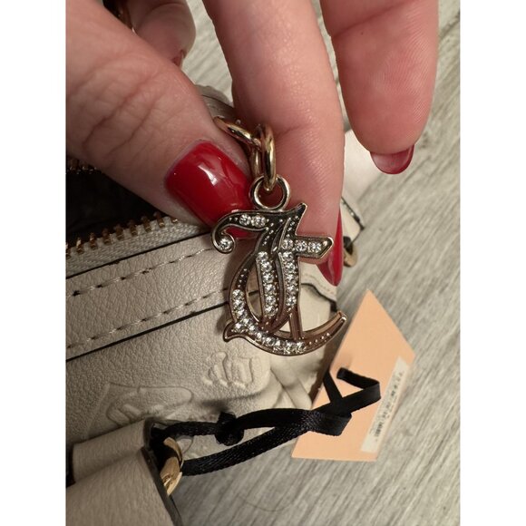 Juicy Couture Semi Charmed Satchel Heart Angel Beige With Crossbody Strap & Coin - Picture 7 of 7